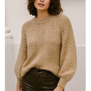 Doen Sacha Cable Knit Sweater Wool Blend In Driftwood